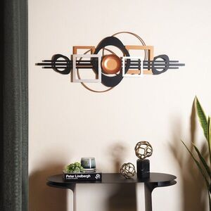 Imagine Decoratiune de perete, APT754SGB, Dimensiuni: 41 x 99 cm, Negru / Argintiu / Cupru