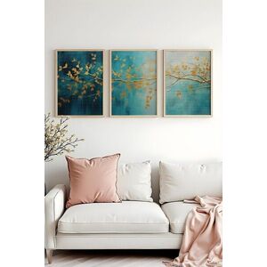 Imagine Set 3 tablouri decorative, Huhu485, Lemn masiv, Multicolor