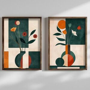 Imagine Set 2 tablouri decorative, HUM103, Cadru: 100% MOLID, Multicolor