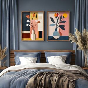 Imagine Set 2 tablouri decorative, HUM113, Cadru: 100% MOLID, Multicolor