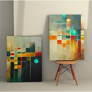 Imagine Set 2 tablouri decorative, 2KNV4318, Lemn, Multicolor
