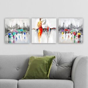 Imagine Set 3 tablouri decorative, DRPRC04, Rama din lemn (grosime 3 cm), Multicolor