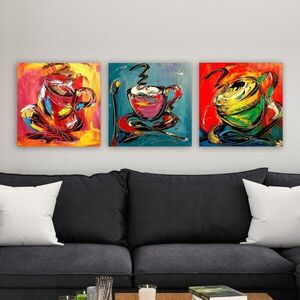Imagine Set 3 tablouri decorative, drprc6029, Rama din lemn (grosime 3 cm), Multicolor