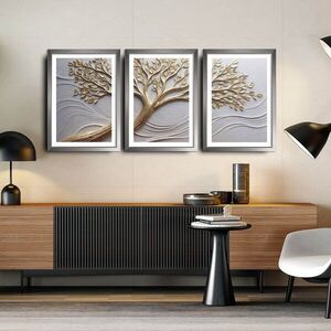 Imagine Set 3 tablouri decorative, 3Pantct-023, Cadru: 100% LEMN (Grosime: 1, 9 cm), Multicolor