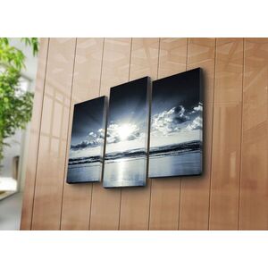 Imagine Set 3 tablouri decorative, 3NATPAT-12, Rama din lemn (grosime 3 cm), Multicolor