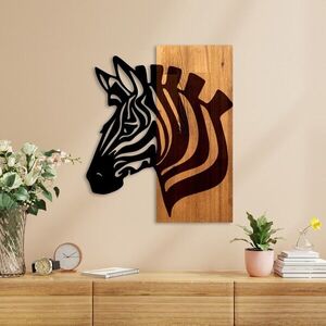 Imagine Decoratiune de perete, Zebra v2, Lățime: 48 cm, Nuc / Negru