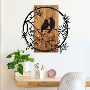 Imagine Decoratiune de perete, Couple Birds, Dimensiune: 57 x 59 cm, Nuc / Negru