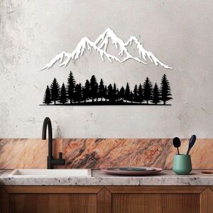 Imagine Decoratiune de perete, Nature And Mountain, Dimensiune: 70 x 22 cm (1 bucată), Alb/Negru