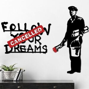 Imagine Decoratiune de perete, Banksy Metal 06, (Grosime: 1, 5 mm), Alb/Rosu