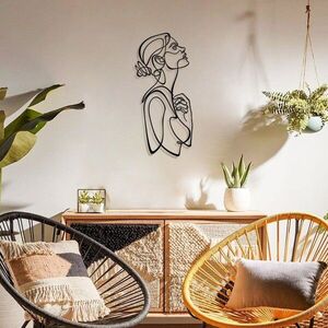 Imagine Decoratiune de perete, Woman Silhouette, Dimensiune: 28 x 61 cm (1 bucată), Negru
