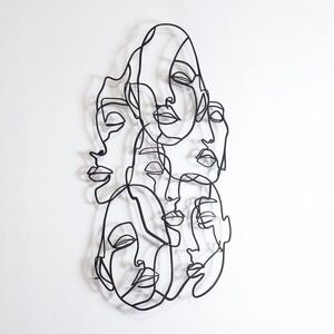 Imagine Decoratiune de perete, Faces Line Art- APT743 S, Dimensiune: 44 x 60 cm, Negru