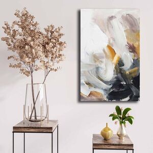 Imagine Tablou decorativ, 4570NISC-009, Lemn, Cămilă / Roșu-aprins / Alb / Negru