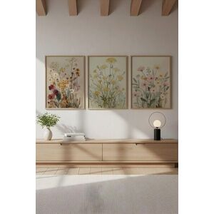 Imagine Set 3 tablouri decorative, Huhu711, Lemn masiv, Multicolor