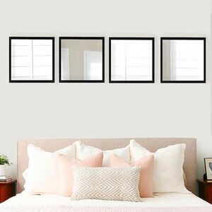 Imagine Set 4 oglinzi decorative, SETAYNA_065, Plastic laminat, Argintiu / Negru