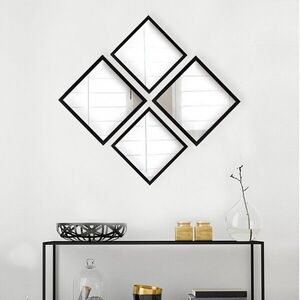 Imagine Set 4 oglinzi decorative, SETAYNA_042, Plastic laminat, Argintiu / Negru