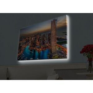 Imagine Tablou decorativ cu lumina LED, 4570HDACT-082, Dimensiune: 45 x 70 cm, Multicolor