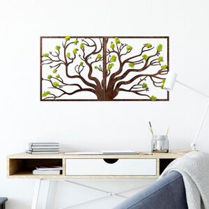Imagine Decoratiune de perete, Tree 1, Dimensiuni: 90 x 1 x 44 cm, Verde/Maro