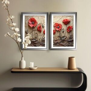 Imagine Set 2 tablouri decorative, 2Pantct-011, Cadru: 100% LEMN (Grosime: 1, 9 cm), Multicolor