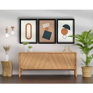 Imagine Set 3 tablouri decorative, 3P3853NISCT-002, Lemn, Somon / Alb / Bleumarin