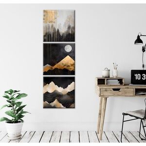Imagine Set 3 tablouri decorative, FAH17, Cadru: 100% LEMN (Grosime: 2 cm), Auriu / Negru / Argintiu