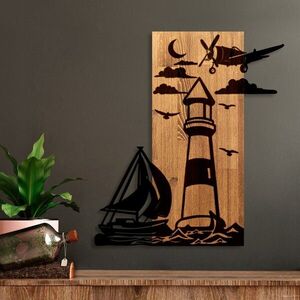 Imagine Decoratiune de perete, Lighthouse, Lățime: 52 cm, Nuc / Negru