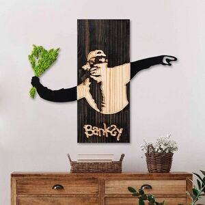 Imagine Decoratiune de perete, Banksy, Lățime: 69 cm, Negru / Nuc / Verde