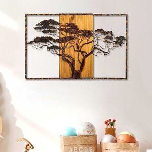 Imagine Decoratiune de perete, Acacia Tree, Lățime: 90 cm Înălțime: 58 cm Adâncime: 3 cm, Multicolor