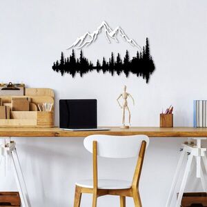 Imagine Decoratiune de perete, Nature And Mountain, Dimensiune: 52 x 20 cm (1 bucată), Alb/Negru