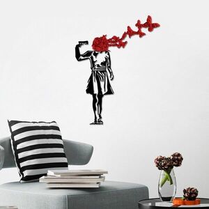 Imagine Decoratiune de perete, Banksy, Dimensiune: 66 x 51 cm, Roșu/Negru