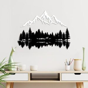Imagine Decoratiune de perete, Nature And Mountain, Dimensiune: 62 x 22 cm (1 bucată), Alb/Negru