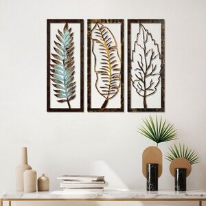 Imagine Decoratiune de perete, Leaf 35, Lățime: 55 cm Înălțime: 22 cm Adâncime: 1, 5 cm (3 bucăți), Multicolor