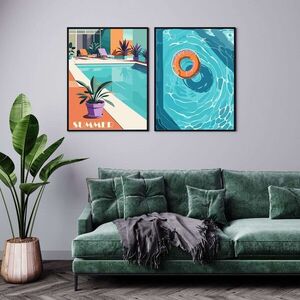 Imagine Set 2 tablouri decorative, Mp2-00105, Imprimare digitala, Multicolor