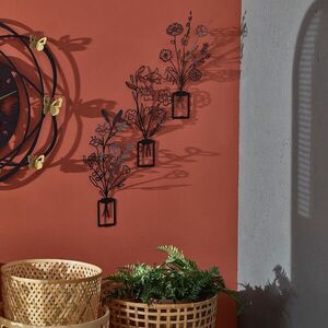 Imagine Decoratiune de perete, Flowers in Vase 3D, Dimensiune: 23 x 50 cm (1 bucată), Negru