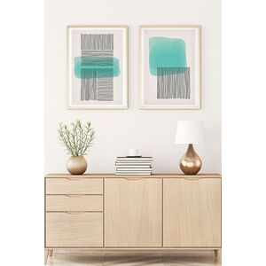 Imagine Set 2 tablouri decorative, Huhu140, Lemn masiv, Multicolor