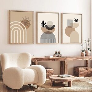Imagine Set 3 tablouri decorative, Huhu264, Lemn masiv, Multicolor