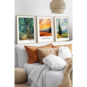 Imagine Set 3 tablouri decorative, Huhu528, Lemn masiv, Multicolor