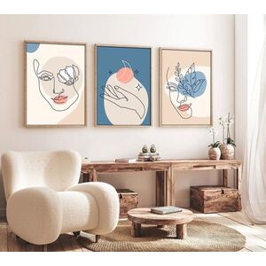 Imagine Set 3 tablouri decorative, Huhu139, Lemn masiv, Multicolor