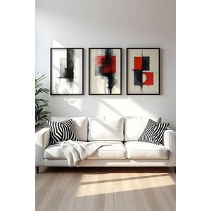 Imagine Set 3 tablouri decorative, Huhu440- 50 x 70, Lemn masiv, Multicolor