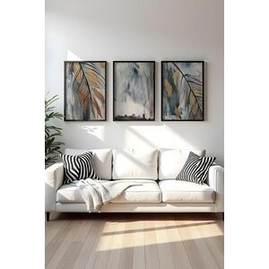 Imagine Set 3 tablouri decorative, Huhu477S, Lemn masiv, Multicolor