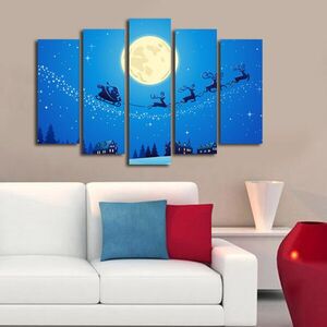 Imagine Set 5 tablouri decorative, 5PATNOEL-2, 19 x 70 cm, Multicolor