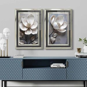 Imagine Set 2 tablouri decorative, 2P4363Kromgumusct, Lemn masiv, Multicolor