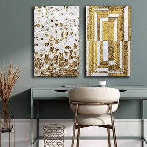 Imagine Set 2 tablouri decorative, 2P4570GSC-005, Lemn, Multicolor