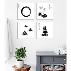 Imagine Set 4 tablouri decorative, FRJ07, Rama de lemn, Multicolor