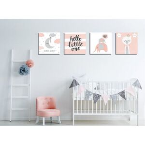 Imagine Set 4 tablouri decorative, FRJ28, Rama de lemn, Multicolor