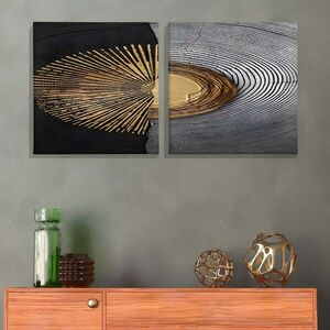Imagine Set 2 tablouri decorative, ASR_CNV2-15 30x30, Lemn, Multicolor