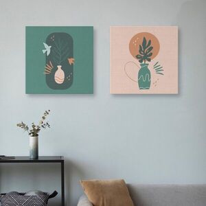 Imagine Set 2 tablouri decorative, ASR_CNVS25, Lemn, Multicolor