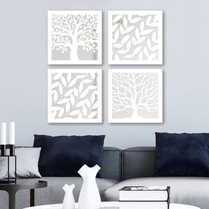 Imagine Set 4 oglinzi decorative, BYZ7436502136139, MDF, Argintiu