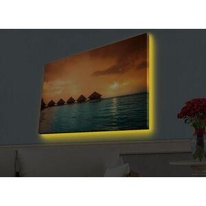 Imagine Tablou decorativ cu lumina LED, 4570HDACT-035, Dimensiune: 45 x 70 cm, Multicolor
