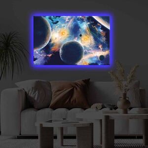 Imagine Tablou decorativ cu lumina LED, 4570KTLGDACT, Dimensiune: 45 x 70 cm, Multicolor