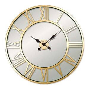 Imagine Ceas de perete, Retro Metal Roman Numerals Mirror, Dimensiuni: 76 x 76 cm, Auriu